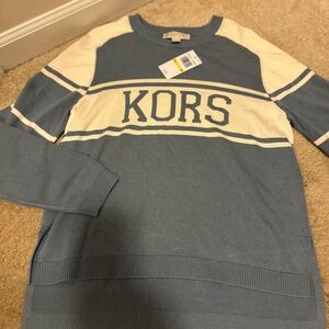 Michael Kors Blue and Cream Men's Sweater